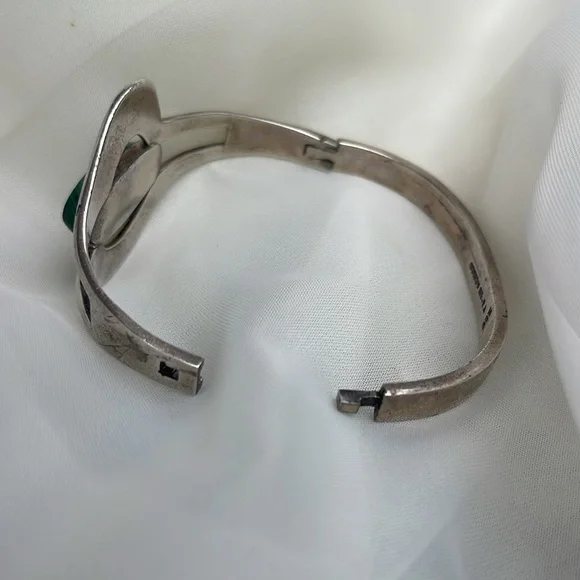 Taxco TH 59 Mexico Malachite stone Sterling Silver 925 Bracelet - Picture 5 of 5